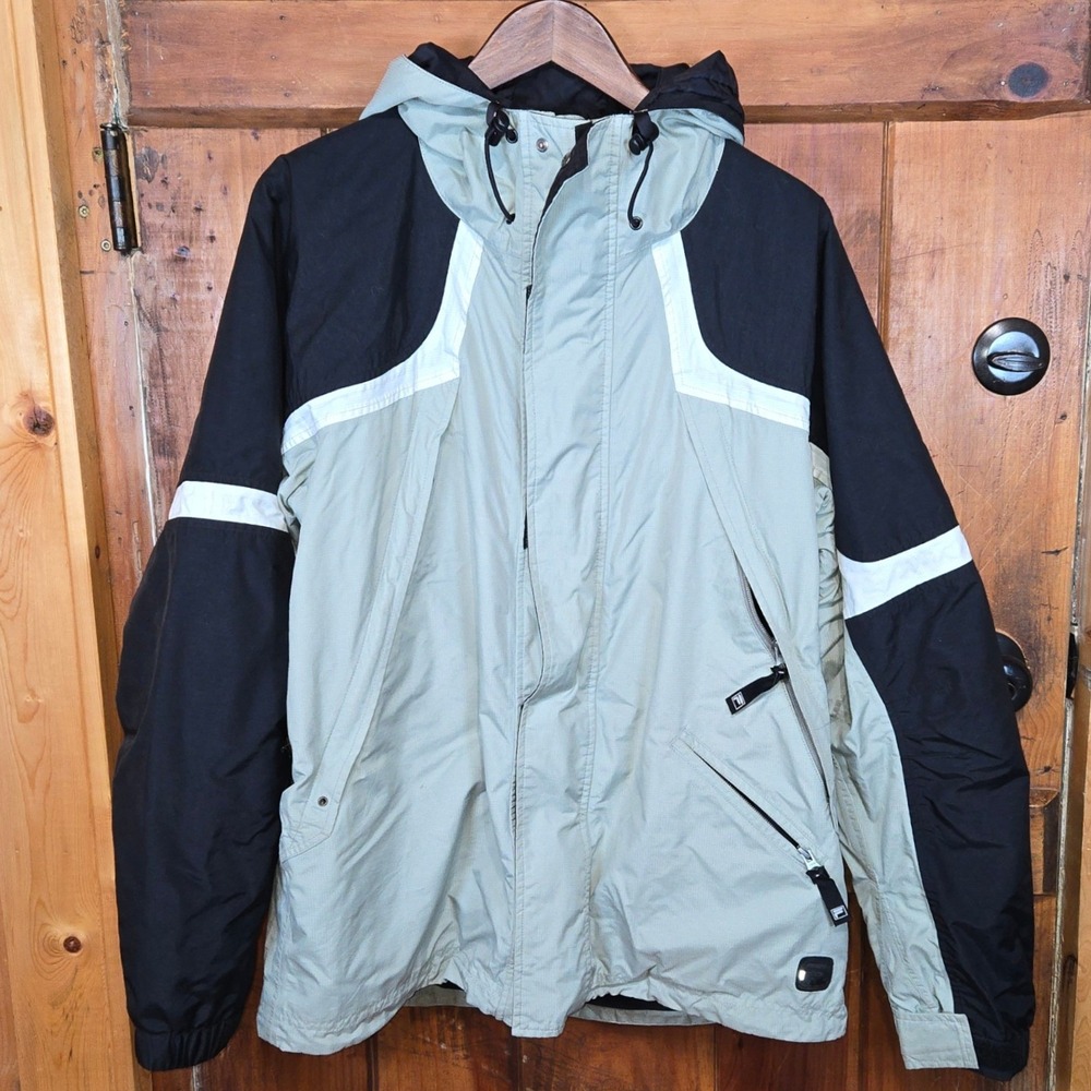Fila Mens Grey Black Colorblock Hooded Ski Jacket Technical Snow Coat Large - Picture 3 of 7